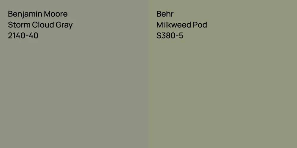 Benjamin Moore Storm Cloud Gray vs. Behr Milkweed Pod