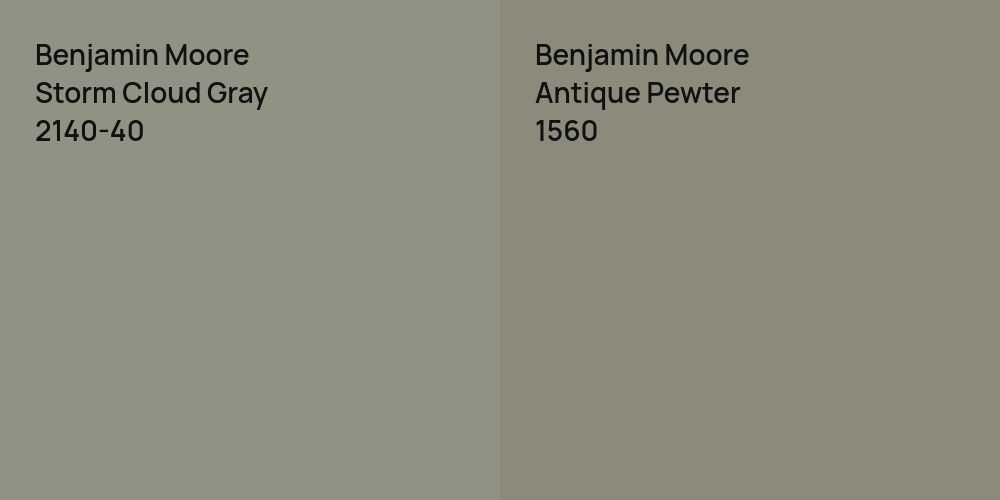 Benjamin Moore Storm Cloud Gray vs. Benjamin Moore Antique Pewter