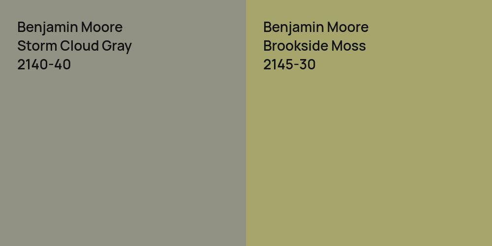 Benjamin Moore Storm Cloud Gray vs. Benjamin Moore Brookside Moss