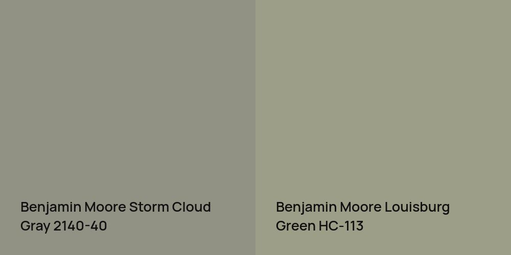 Benjamin Moore Storm Cloud Gray vs. Benjamin Moore Louisburg Green