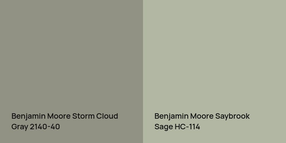 Benjamin Moore Storm Cloud Gray vs. Benjamin Moore Saybrook Sage