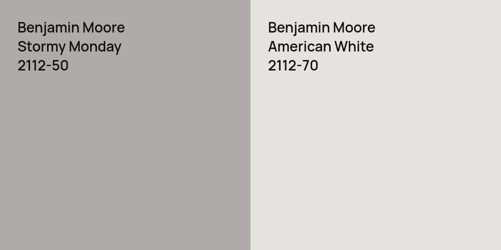 Benjamin Moore Stormy Monday vs. Benjamin Moore American White