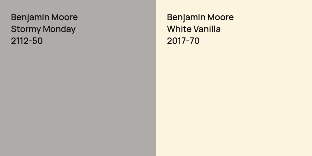 Benjamin Moore Stormy Monday vs. Benjamin Moore White Vanilla