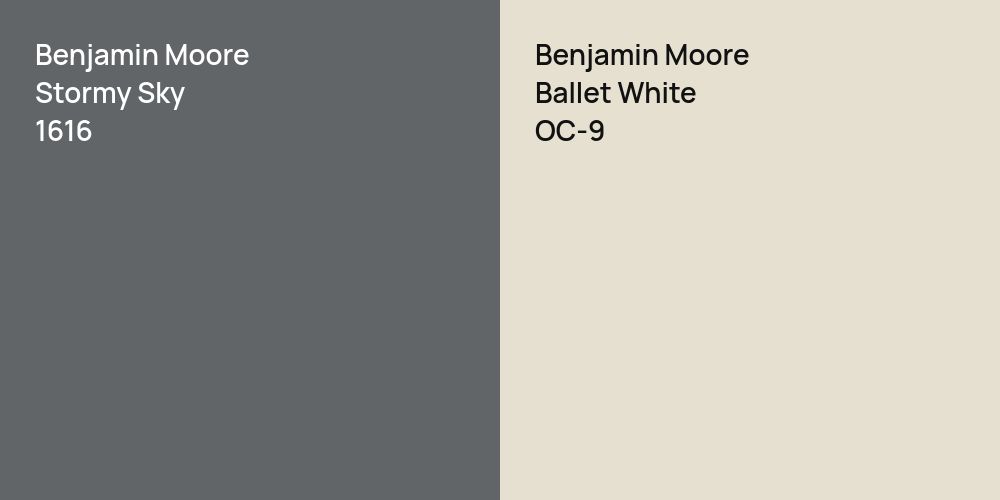 Benjamin Moore Stormy Sky vs. Benjamin Moore Ballet White