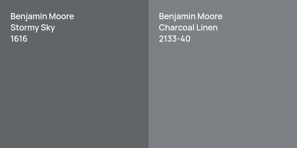 Benjamin Moore Stormy Sky vs. Benjamin Moore Charcoal Linen