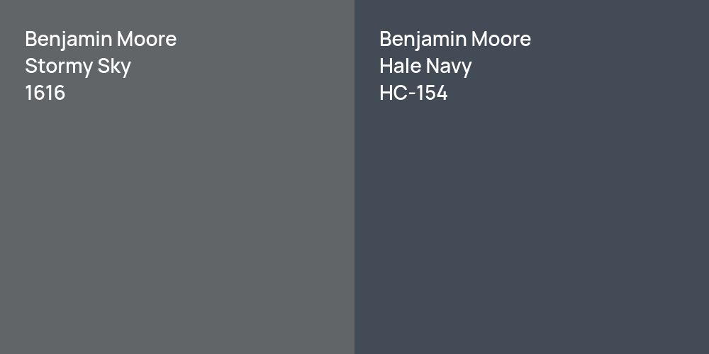 Benjamin Moore Stormy Sky vs. Benjamin Moore Hale Navy