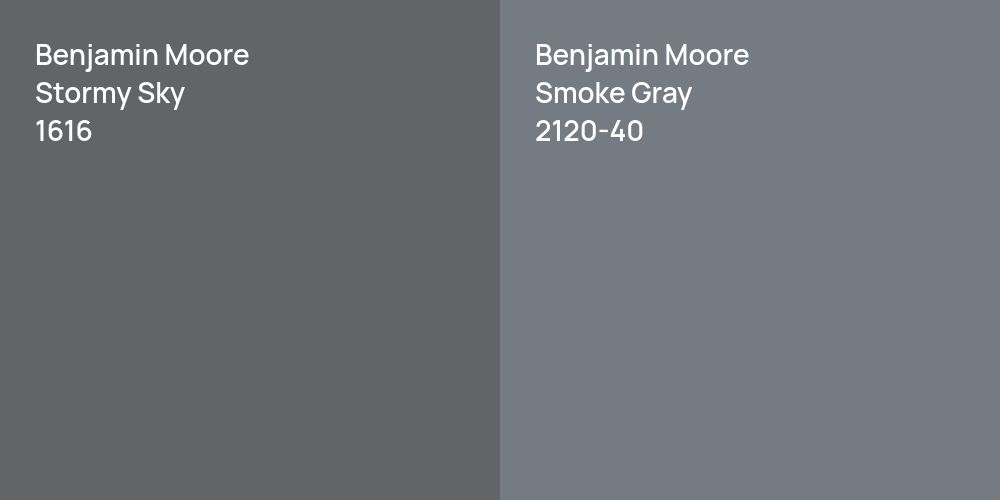 Benjamin Moore Stormy Sky vs. Benjamin Moore Smoke Gray