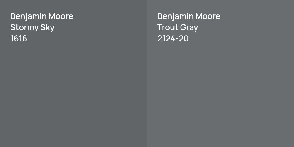 Benjamin Moore Stormy Sky vs. Benjamin Moore Trout Gray