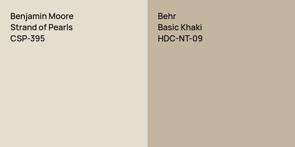 Benjamin Moore Strand of Pearls vs. Behr Basic Khaki