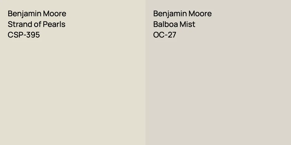 Benjamin Moore Strand of Pearls vs. Benjamin Moore Balboa Mist