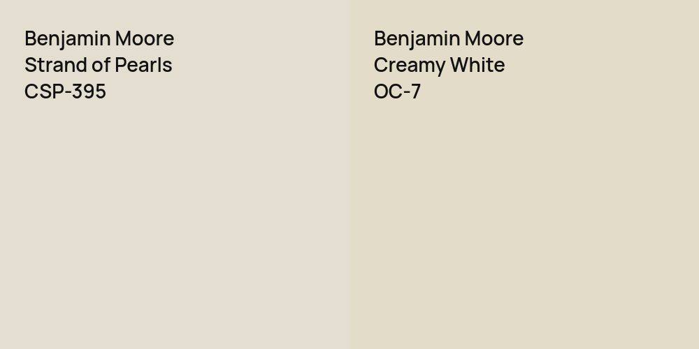 Benjamin Moore Strand of Pearls vs. Benjamin Moore Creamy White