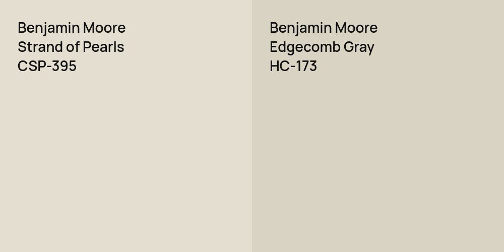 Benjamin Moore Strand of Pearls vs. Benjamin Moore Edgecomb Gray