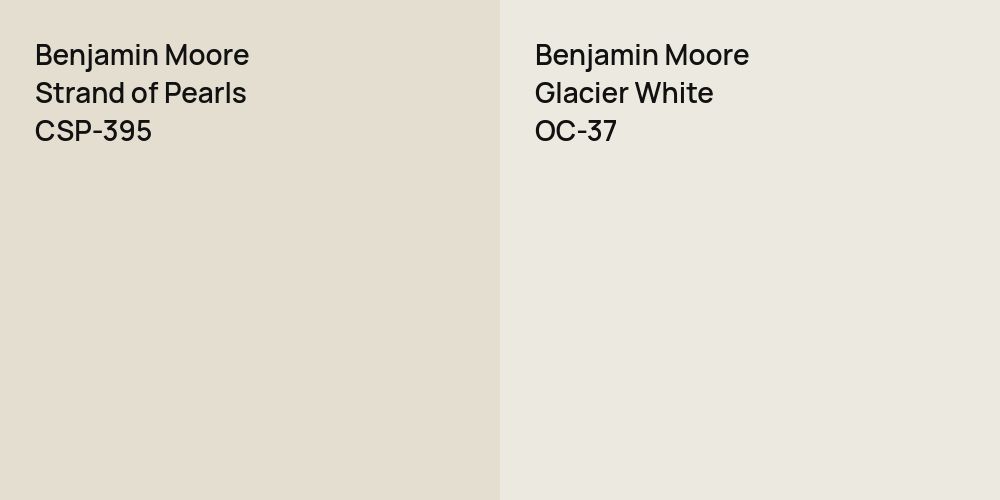 Benjamin Moore Strand of Pearls vs. Benjamin Moore Glacier White