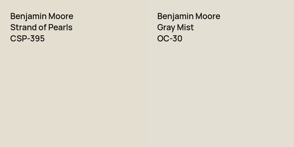 Benjamin Moore Strand of Pearls vs. Benjamin Moore Gray Mist