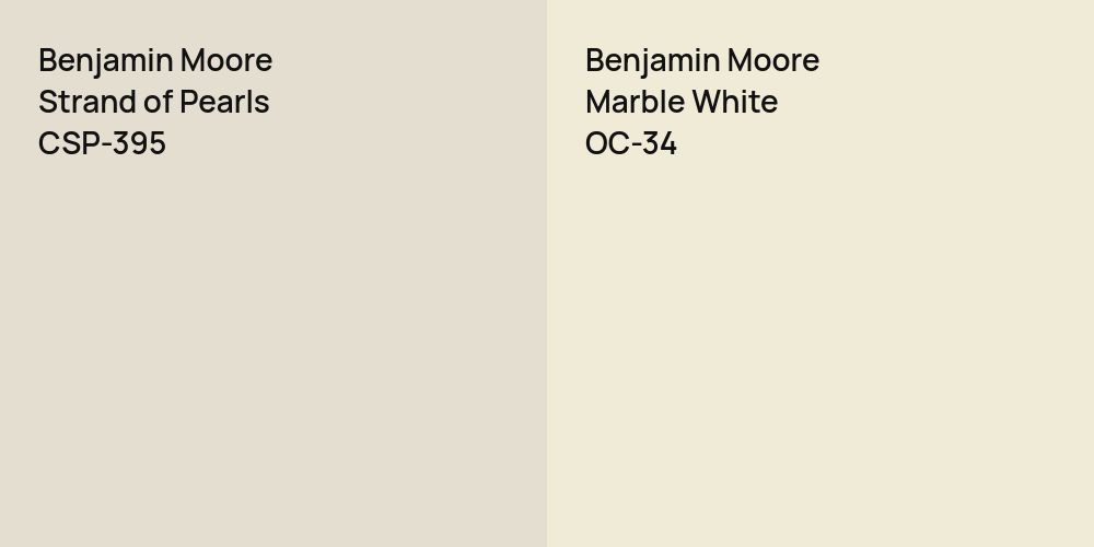 Benjamin Moore Strand of Pearls vs. Benjamin Moore Marble White