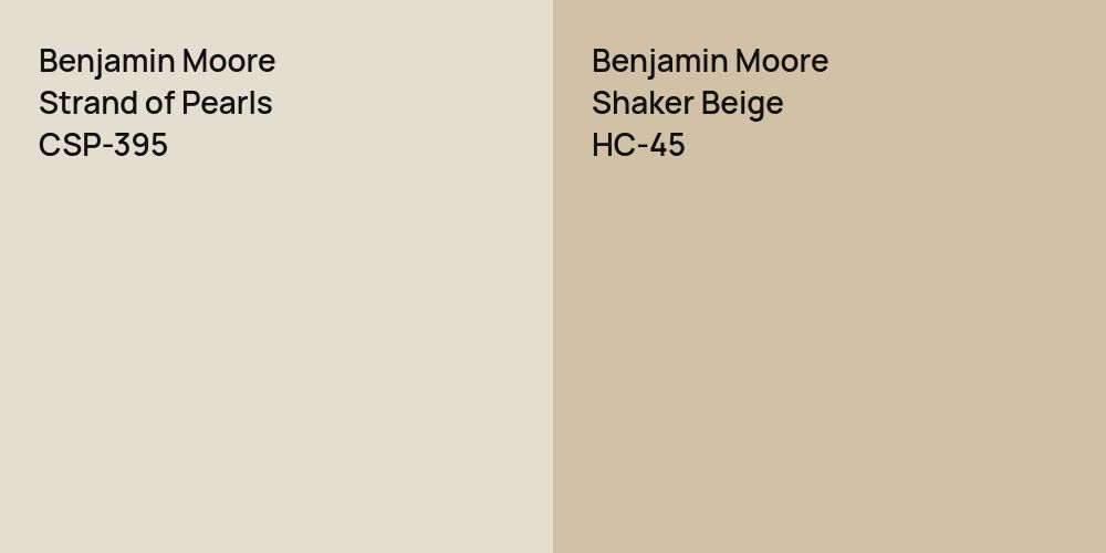 Benjamin Moore Strand of Pearls vs. Benjamin Moore Shaker Beige