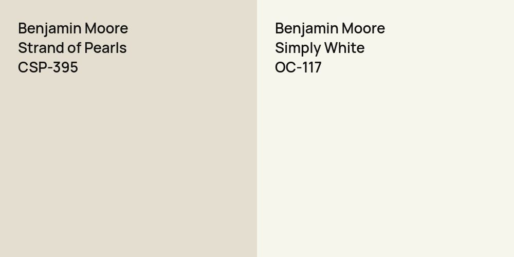 Benjamin Moore Strand of Pearls vs. Benjamin Moore Simply White