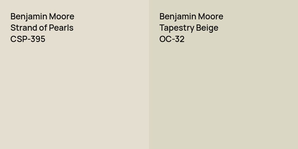 Benjamin Moore Strand of Pearls vs. Benjamin Moore Tapestry Beige