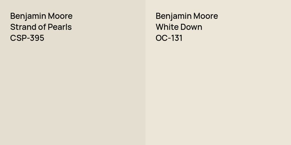 Benjamin Moore Strand of Pearls vs. Benjamin Moore White Down