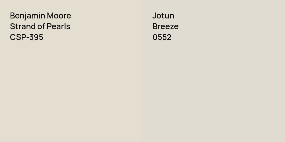 Benjamin Moore Strand of Pearls vs. Jotun Breeze