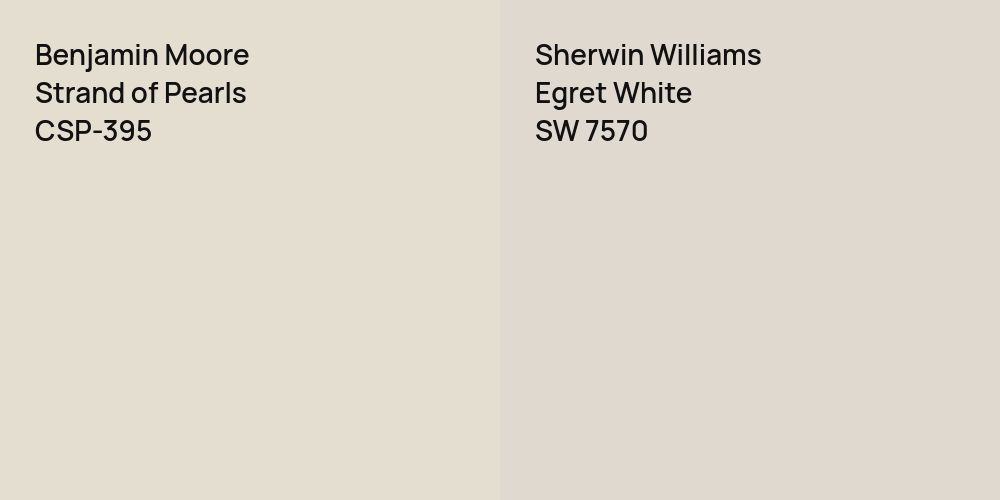 Benjamin Moore Strand of Pearls vs. Sherwin Williams Egret White