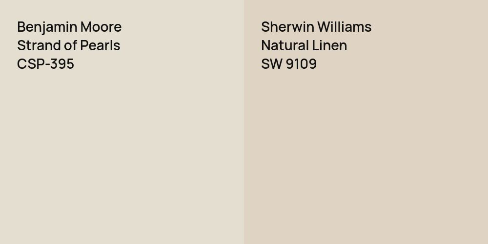 Benjamin Moore Strand of Pearls vs. Sherwin Williams Natural Linen