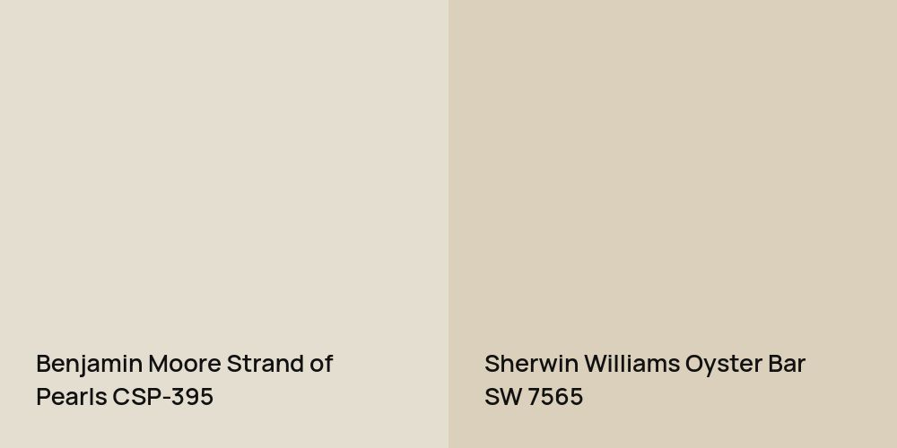 Benjamin Moore Strand of Pearls vs. Sherwin Williams Oyster Bar