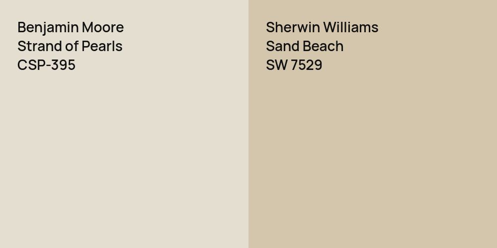 Benjamin Moore Strand of Pearls vs. Sherwin Williams Sand Beach