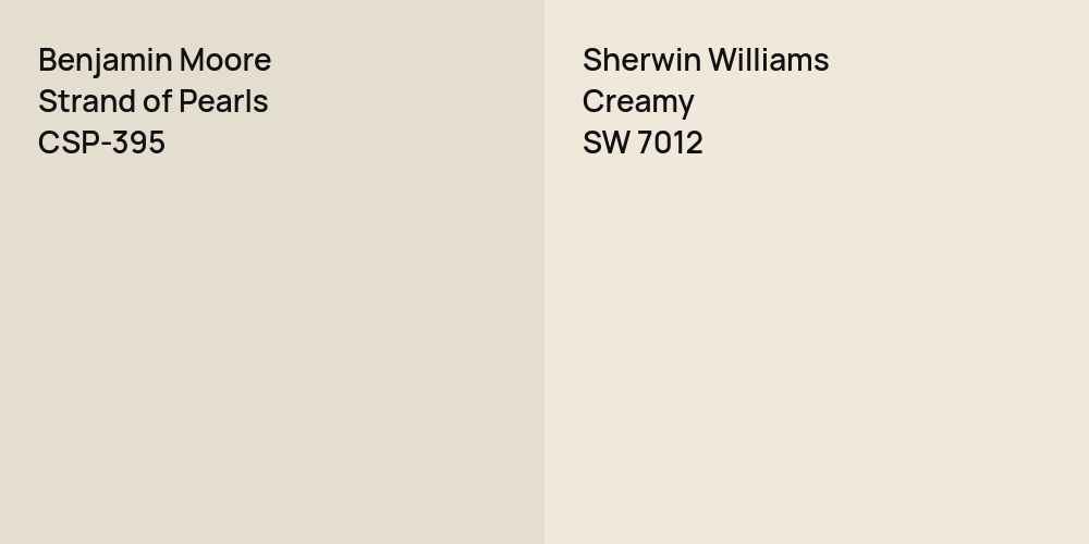 Benjamin Moore Strand of Pearls vs. Sherwin Williams Creamy