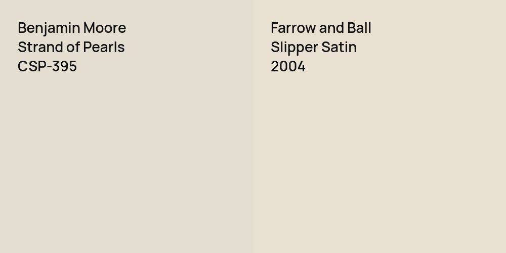 Benjamin Moore Strand of Pearls vs. Farrow and Ball Slipper Satin