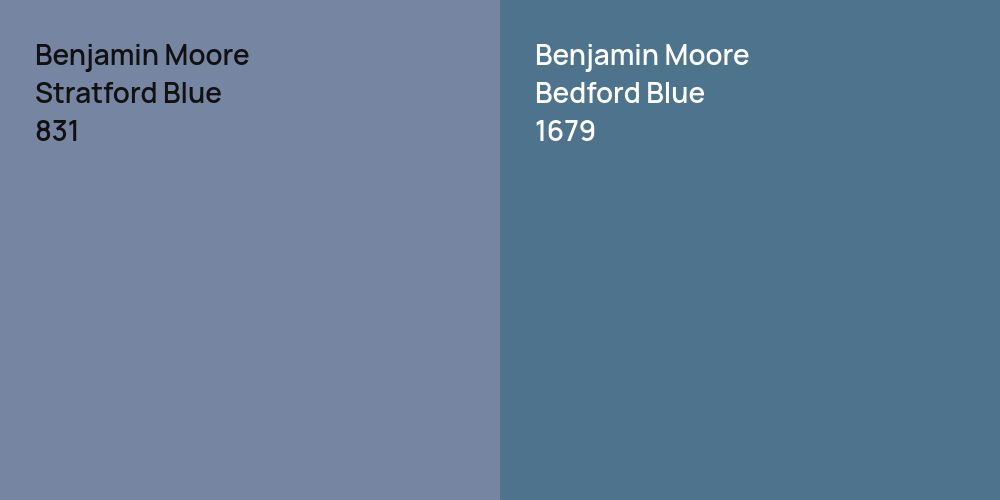 Benjamin Moore Stratford Blue vs. Benjamin Moore Bedford Blue