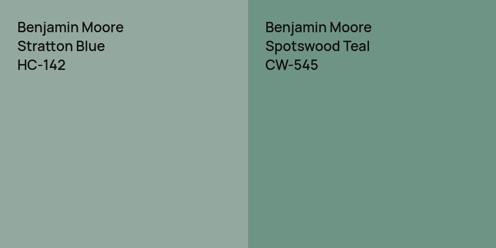 Benjamin Moore Stratton Blue vs. Benjamin Moore Spotswood Teal