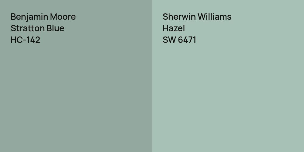 Benjamin Moore Stratton Blue vs. Sherwin Williams Hazel