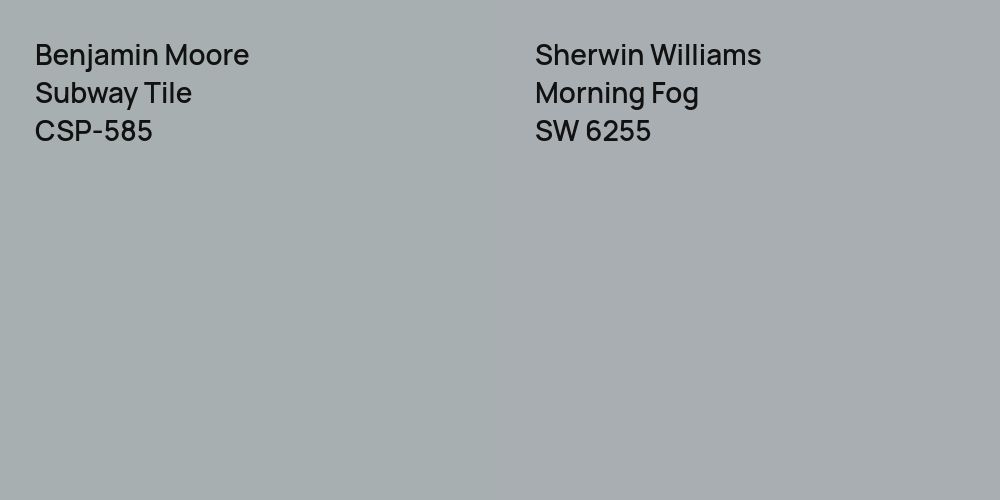 Benjamin Moore Subway Tile vs. Sherwin Williams Morning Fog