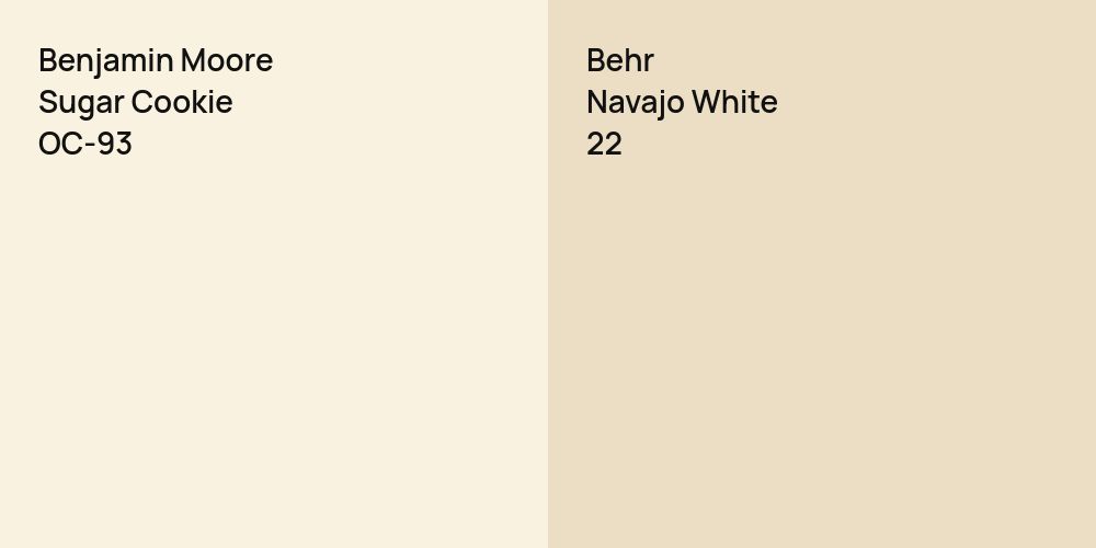 Benjamin Moore Sugar Cookie vs. Behr Navajo White