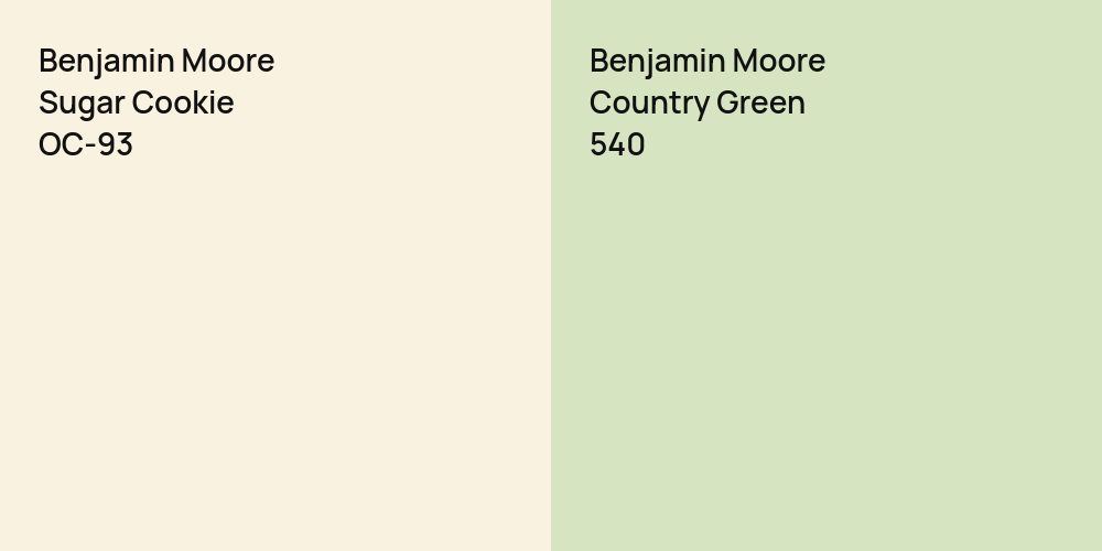 Benjamin Moore Sugar Cookie vs. Benjamin Moore Country Green