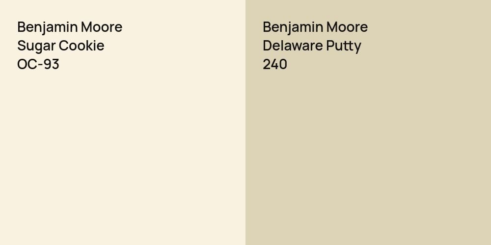 Benjamin Moore Sugar Cookie vs. Benjamin Moore Delaware Putty