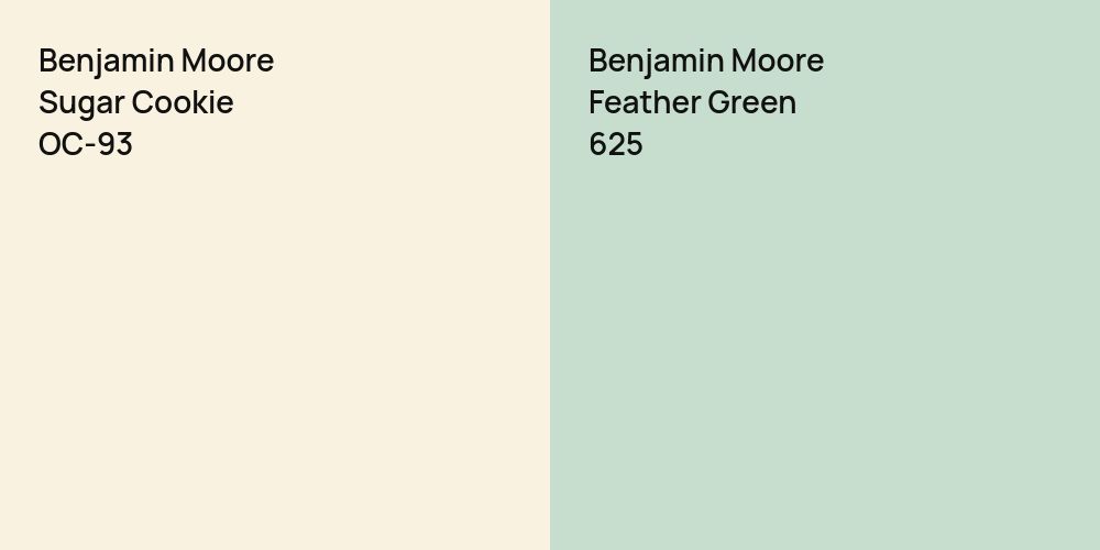 Benjamin Moore Sugar Cookie vs. Benjamin Moore Feather Green