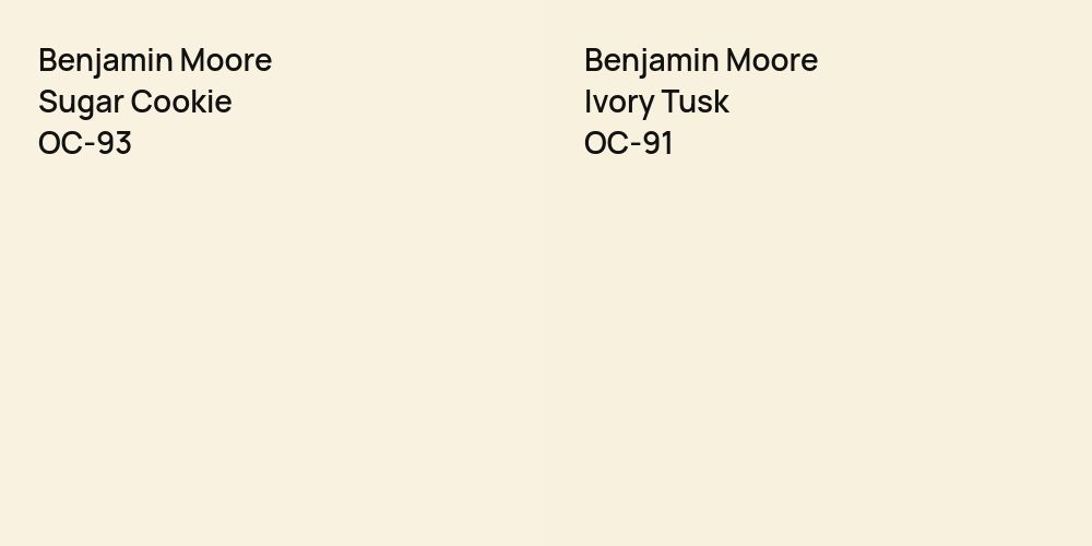 Benjamin Moore Sugar Cookie vs. Benjamin Moore Ivory Tusk