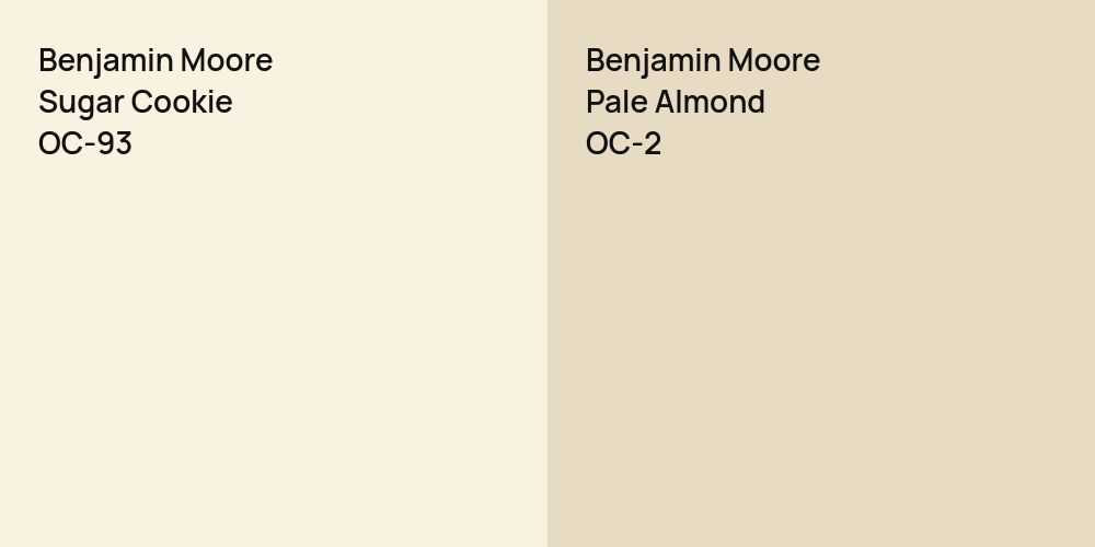 Benjamin Moore Sugar Cookie vs. Benjamin Moore Pale Almond