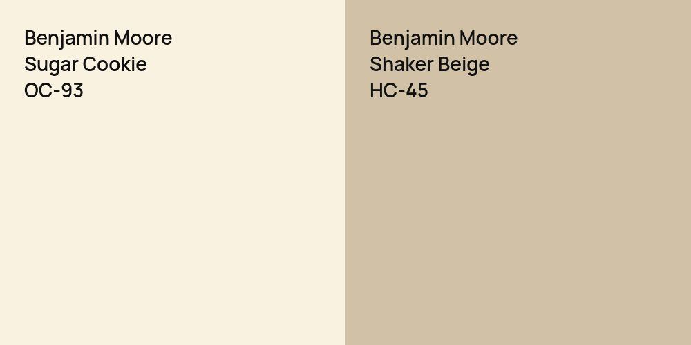 Benjamin Moore Sugar Cookie vs. Benjamin Moore Shaker Beige