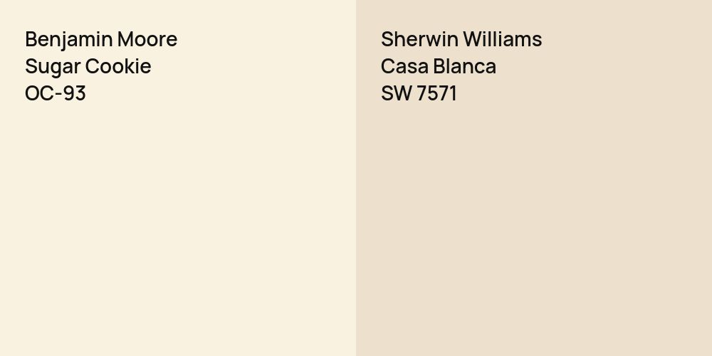 Benjamin Moore Sugar Cookie vs. Sherwin Williams Casa Blanca