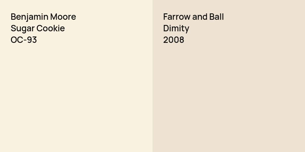 Benjamin Moore Sugar Cookie vs. Farrow and Ball Dimity