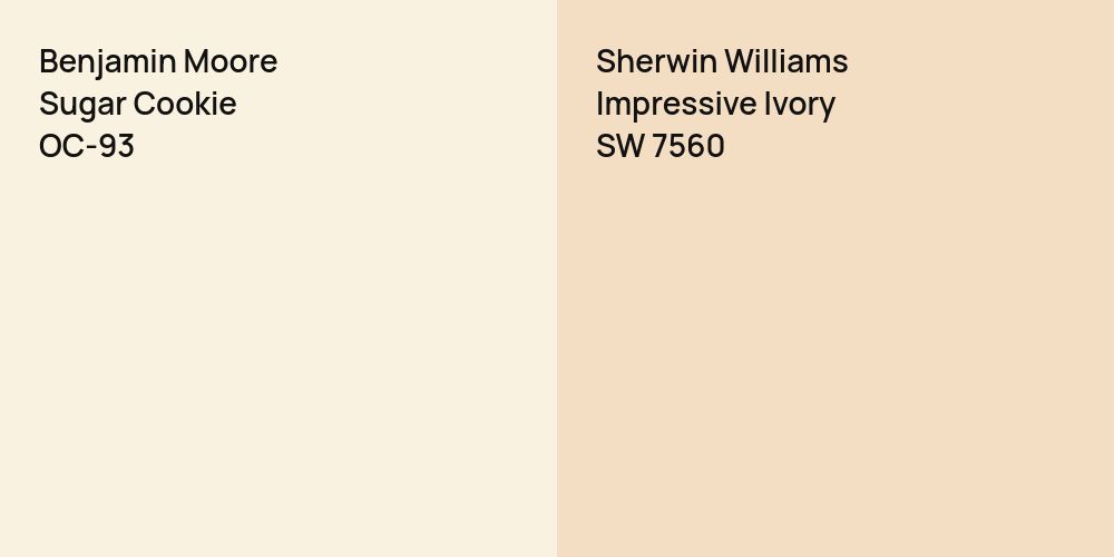 Benjamin Moore Sugar Cookie vs. Sherwin Williams Impressive Ivory