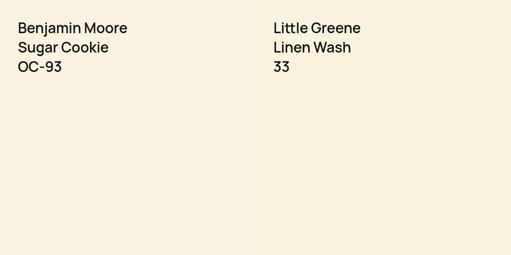 Benjamin Moore Sugar Cookie vs. Little Greene Linen Wash