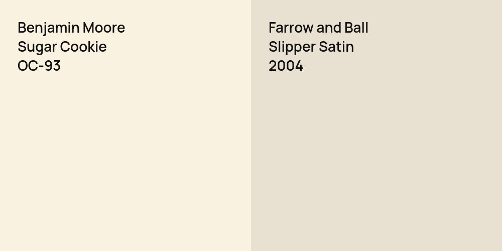 Benjamin Moore Sugar Cookie vs. Farrow and Ball Slipper Satin