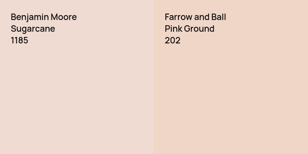 Benjamin Moore Sugarcane vs. Farrow and Ball Pink Ground