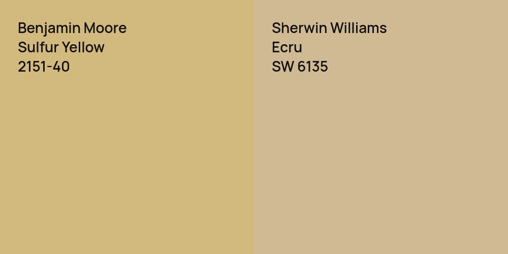 Benjamin Moore Sulfur Yellow vs. Sherwin Williams Ecru