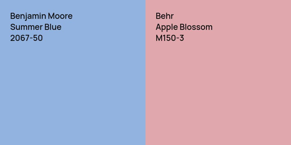 Benjamin Moore Summer Blue vs. Behr Apple Blossom