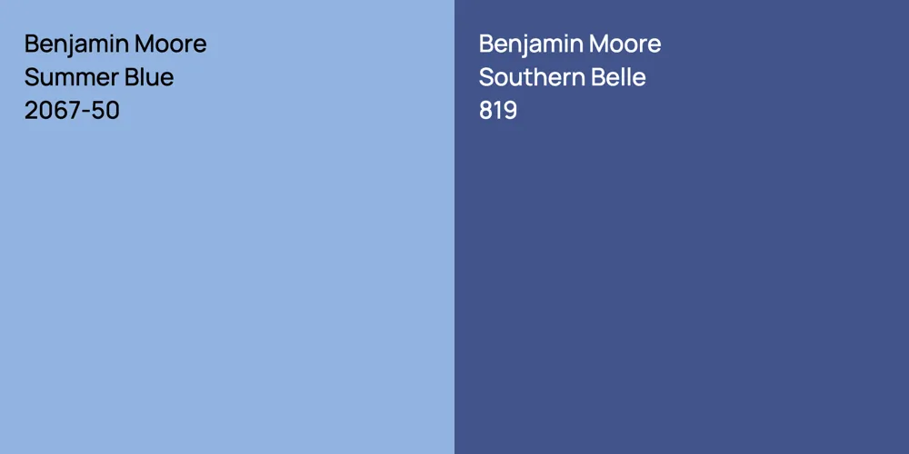 Benjamin Moore Summer Blue vs. Benjamin Moore Southern Belle